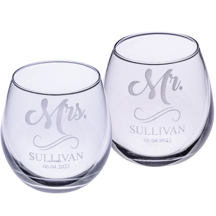 Custom Stemless Wine Glass Set