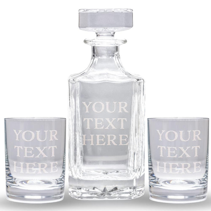 Custom Text Whiskey Decanter Set