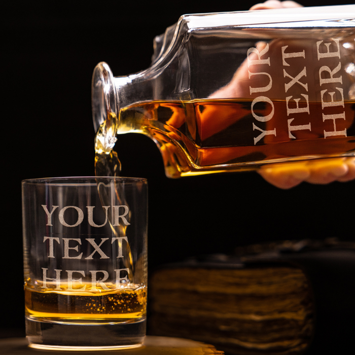 Custom Text Whiskey Decanter Set
