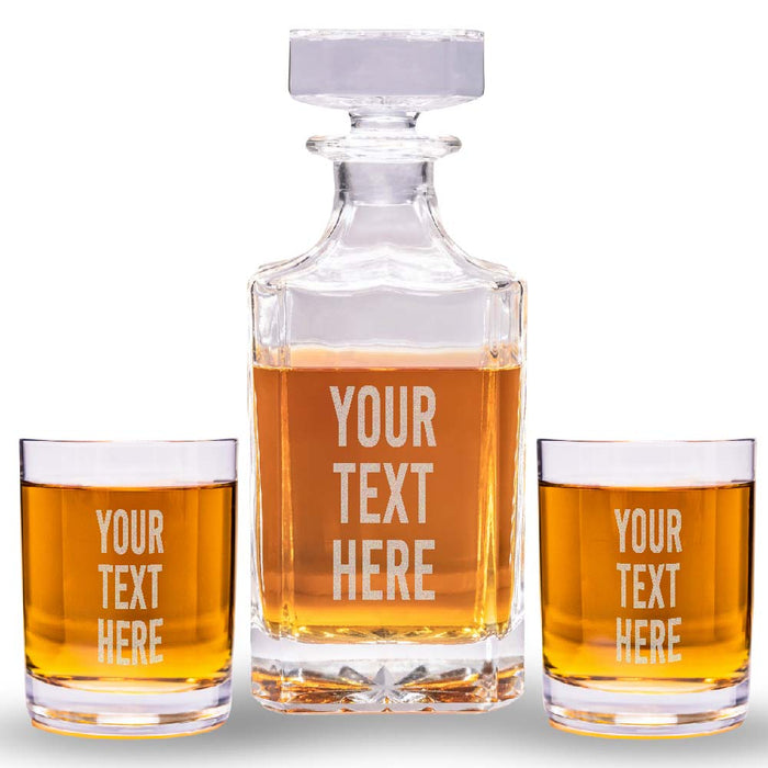 Custom Text Whiskey Decanter Set