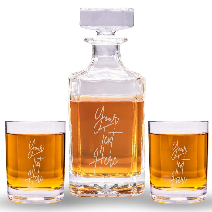 Custom Text Whiskey Decanter Set