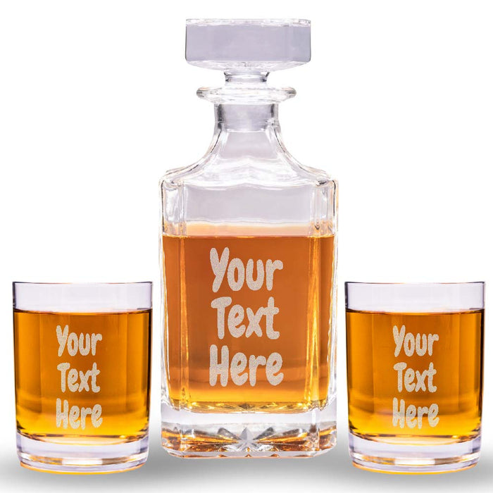 Custom Text Whiskey Decanter Set