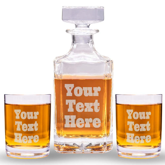 Custom Text Whiskey Decanter Set