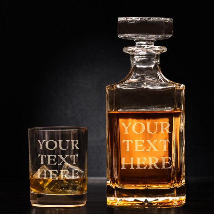 Custom Text Whiskey Decanter Set