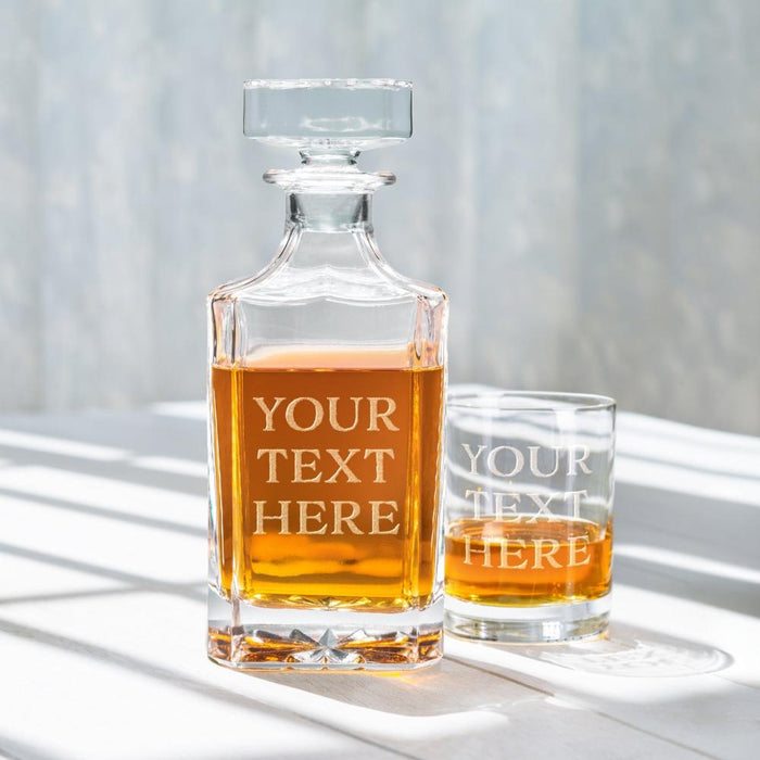 Custom Text Whiskey Decanter Set