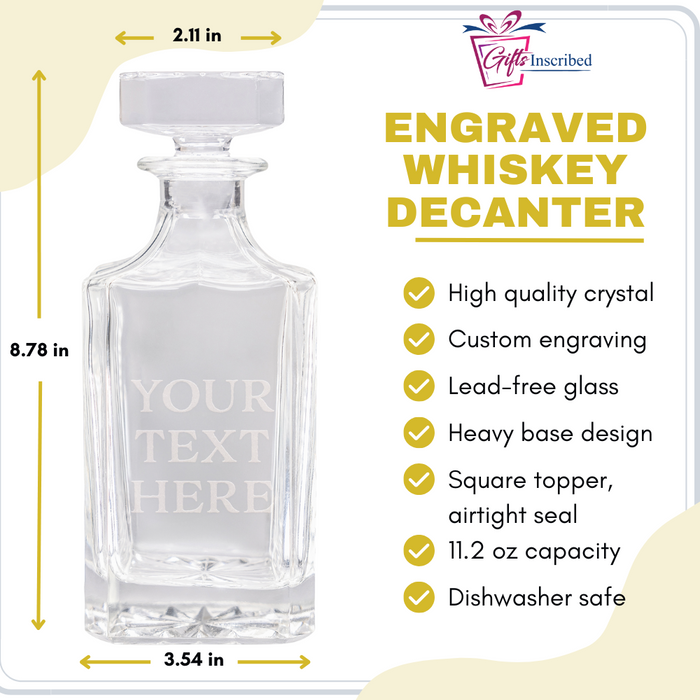 Custom Text Whiskey Decanter Set