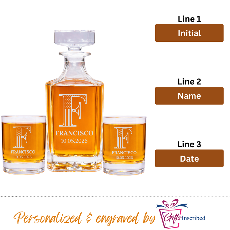 Whiskey Decanter + 2 Glasses Design 11