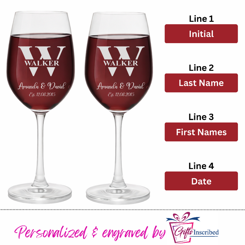 Mr & Mrs Wine Glasses Design 1