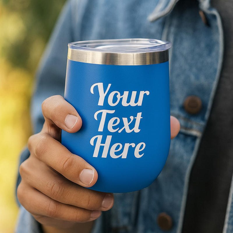 Personalized Wine Tumbler with Lid | Custom Engraved Stainless Steel Mug