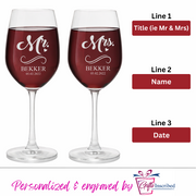 Mr & Mrs Wine Glasses Design 6