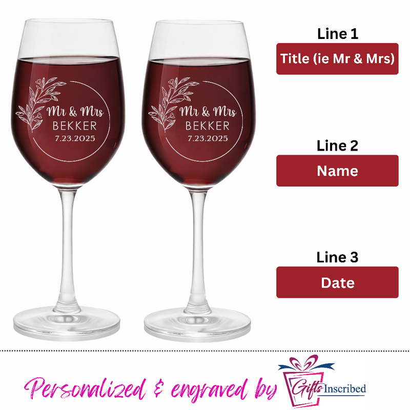 Mr & Mrs Wine Glasses Design 7