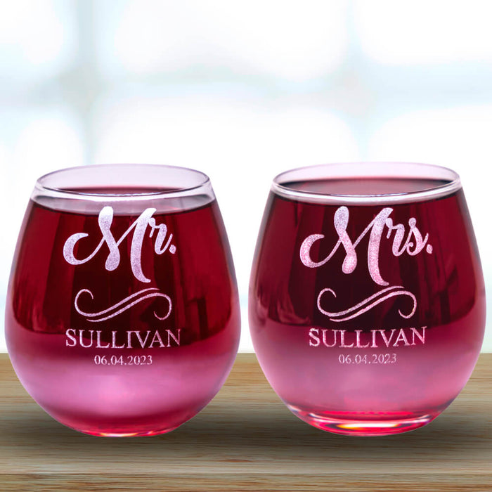 Custom Stemless Wine Glass Set