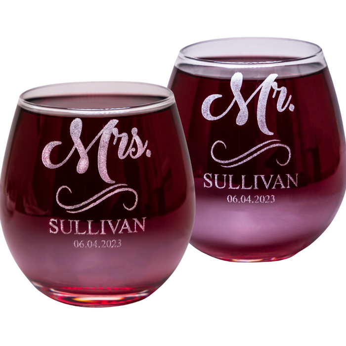 Custom Stemless Wine Glass Set