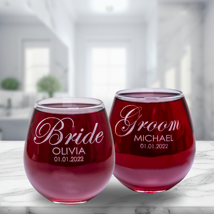 Custom Stemless Wine Glass Set