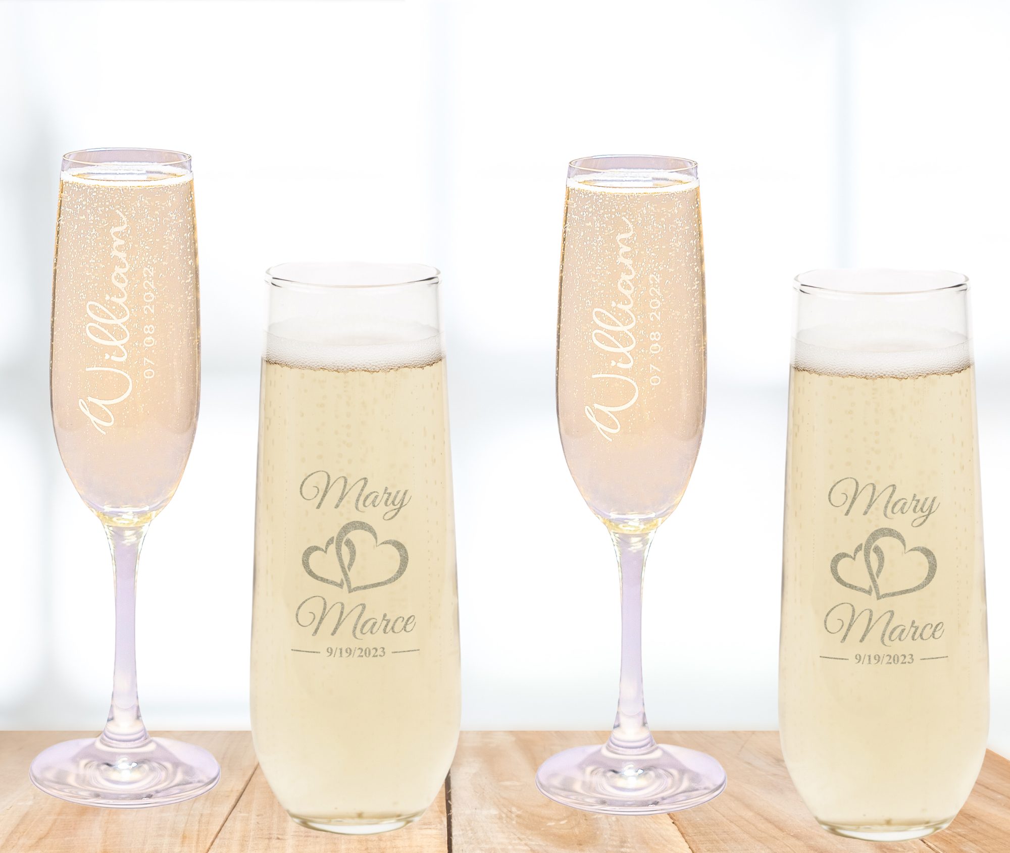 champagne glasses engraved category stemmed flutes and stemless glass