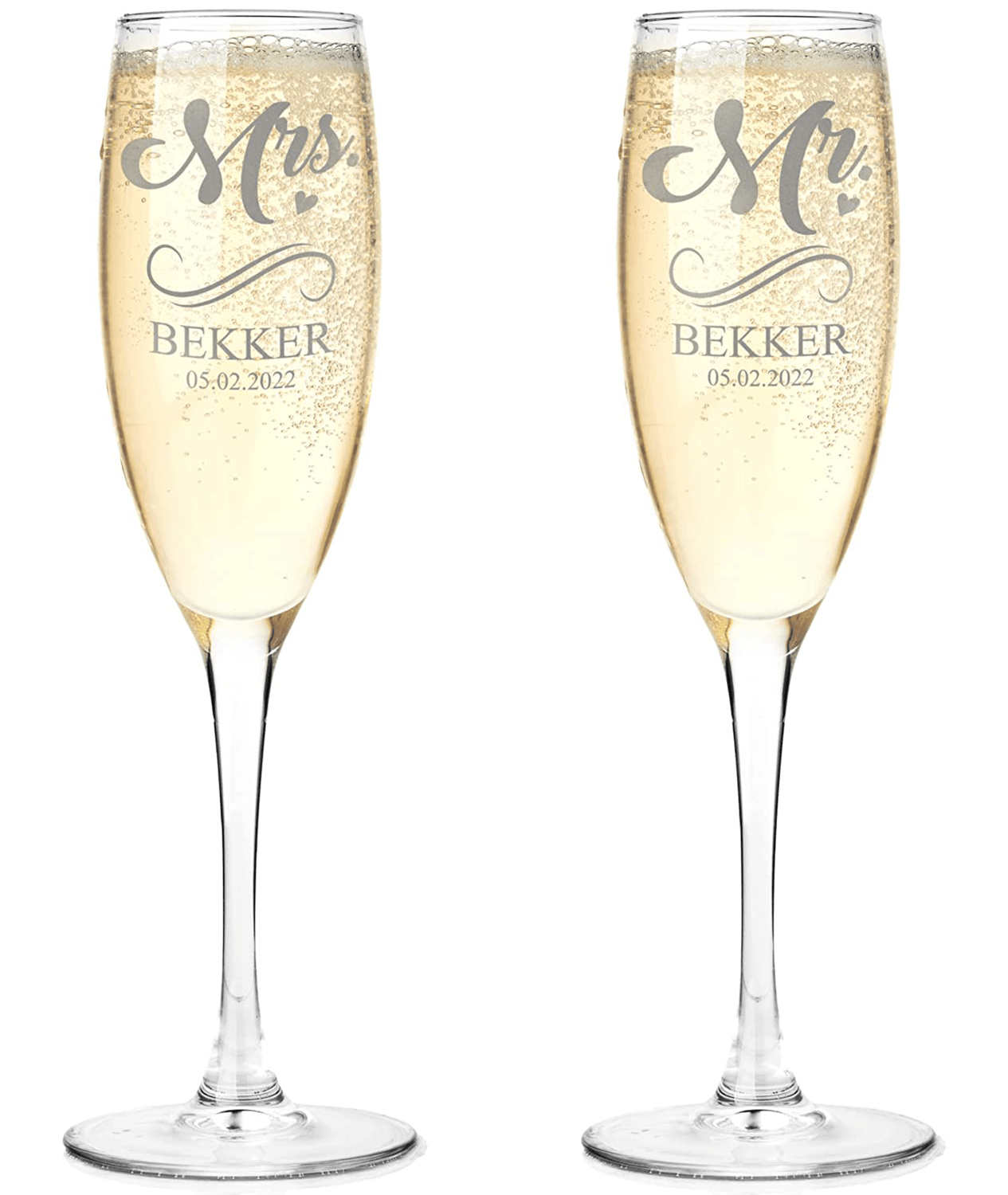 Engraved Personalized Mr & Mrs Wine Glasses Set of 2 